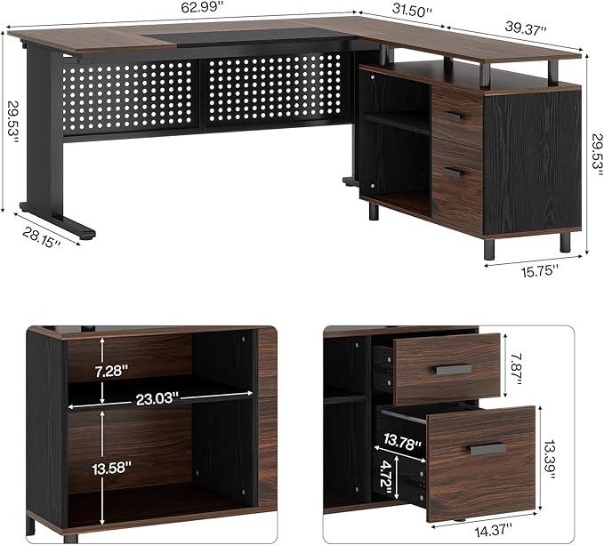 Tribesigns 63 Inch Executive Desk - Image 2