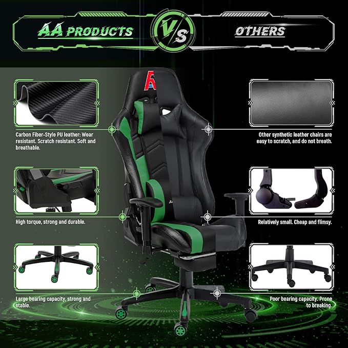 AA Products Gaming Chair High Back Ergonomic Computer Racing Adjustable Gamer - Image 7