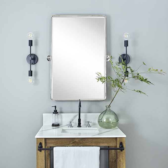 TEHOME 20x30'' Chrome Pivot Mirror Rectangle Bathroom Vanity Mirror Chrome - Image 2