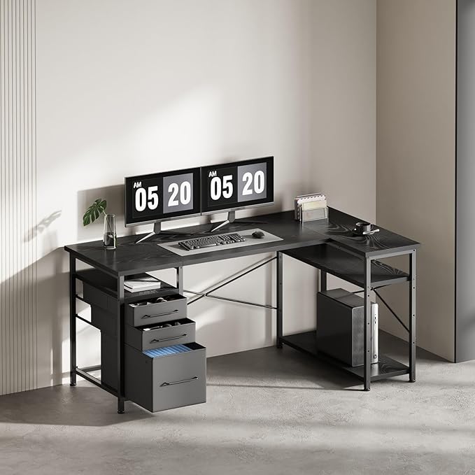 55" Computer Desk with Drawers, Desks - Image 2