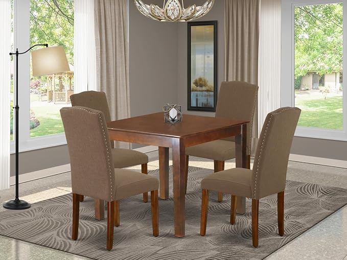 East West Furniture OXEN5-MAH-18 5 Piece Dinette Set - Image 6