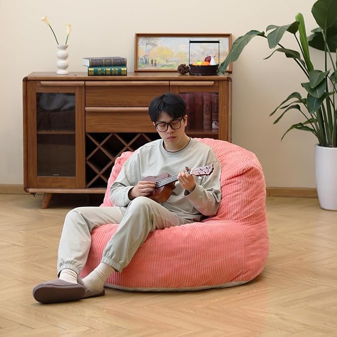 N&V Large Crescent Bean Bag Chair, Adult Size Bean Bag Sack, Foam Filling - Image 5