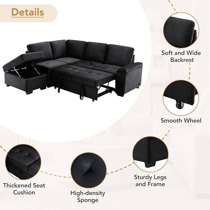 Ball & Cast Sleeper Sofa Bed L Shaped Couch - Image 5