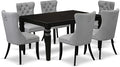 East West Furniture LGDA7-BLK-27 7 Piece Dining Table Set Contains a Rectangle by EastWestFurniture