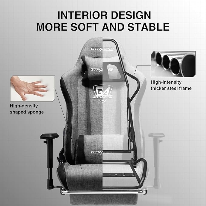 GTRACING Gaming Chair with Footrest, Fabric Breathable Big and Tall Ergonomic - Image 7