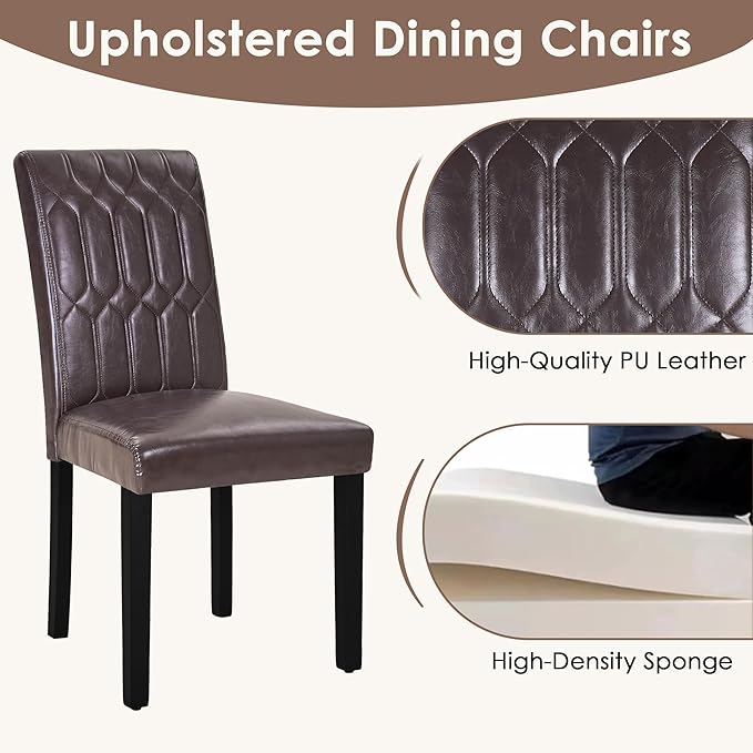 VECELO Upholstered Dining Chairs Set of 2, Modern PU Leather Accent Parsons - Image 4