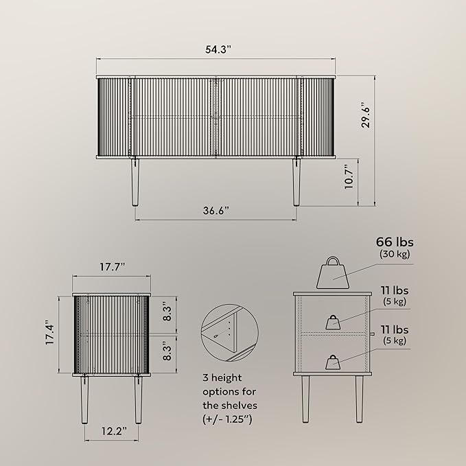 WERMO 55'' Black Sideboard Cabinet - Image 2