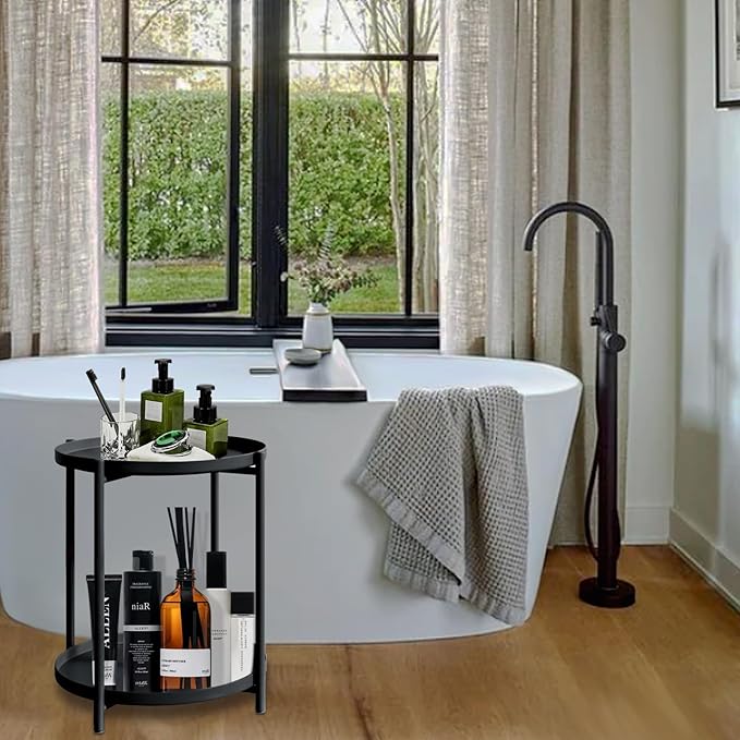 Round Side Table, 2-Tier Small Round Table, Round end Table, Nursery Side Table - Image 7
