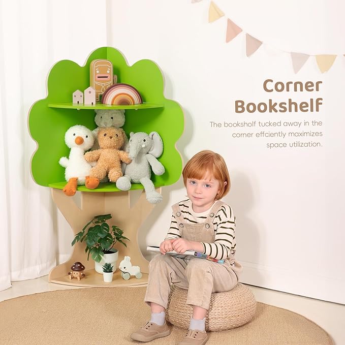 OOOK Tree Bookshelf for Kids Reading Nook, Corner Bookcase Toy Storage for - Image 4