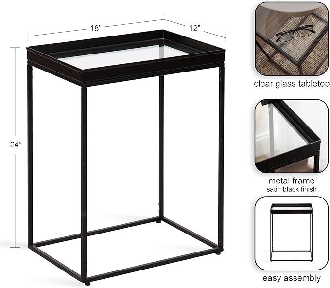 Kate and Laurel Lonsdale Modern Glass Narrow End Table; 18 x 12 x 24; Clear - Image 3