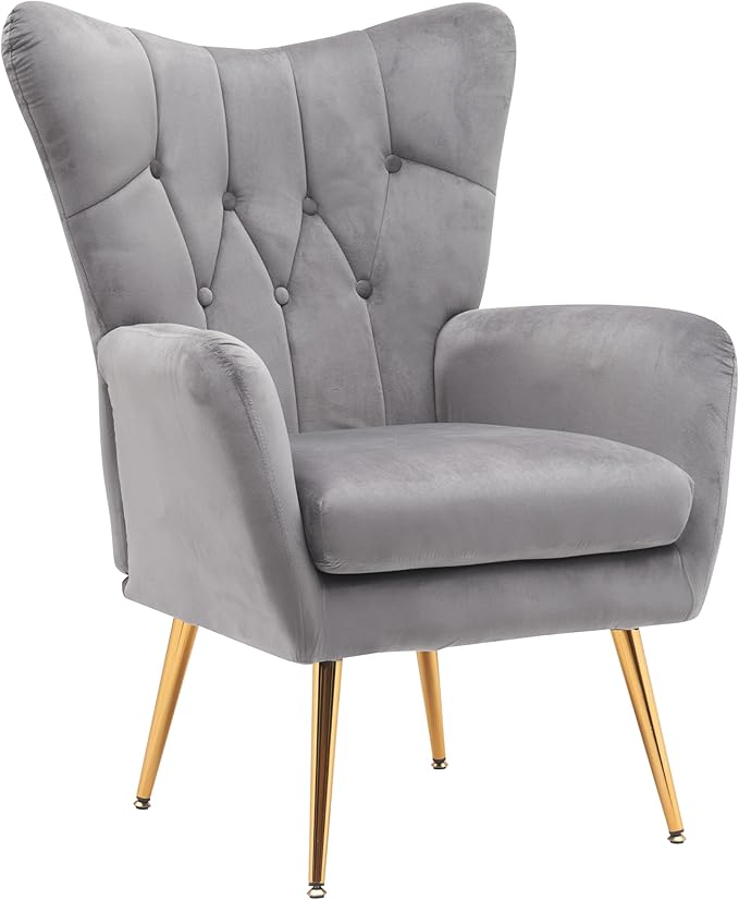 Container Furniture Direct Modern Chic Mid-Century Velvet Accent Armchair - Image 11
