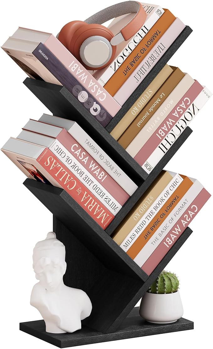 Hoctieon 4 Tier Tree Bookshelf, 4 Shelf Bookcase, Free Standing Tree Bookcase by Hoctieon