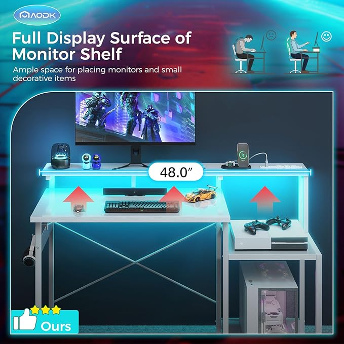 AODK Computer Desk, 48 Inch Gaming Desk - Image 7