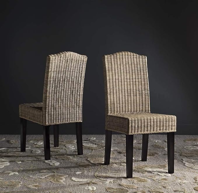 SAFAVIEH Home Collection Odette Grey Wicker Dining Chair - Image 2