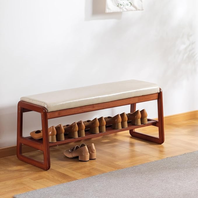 Shoe Rack Bench, Solid Wood Entryway Bench, Shoe Storage by ABAMFUR