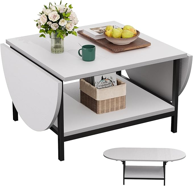 SAYGOER Modern Coffee Table White Extended Coffee Tables by Saygoer