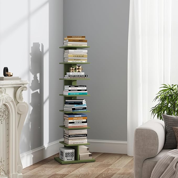 TUTOTAK Bookshelf, 8-Tier Bookcase, Narrow Spine Book Shelf by WelcometotheTUTOTAKHome