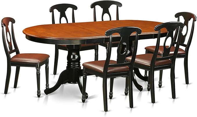 East West Furniture PLKE7-BCH-LC 7 Piece Dining Table Set Consist of an Oval by EastWestFurniture