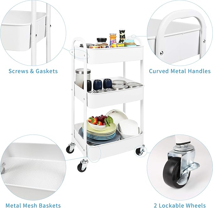 MAX Houser 3-Tier Rolling Utility Cart - Image 3