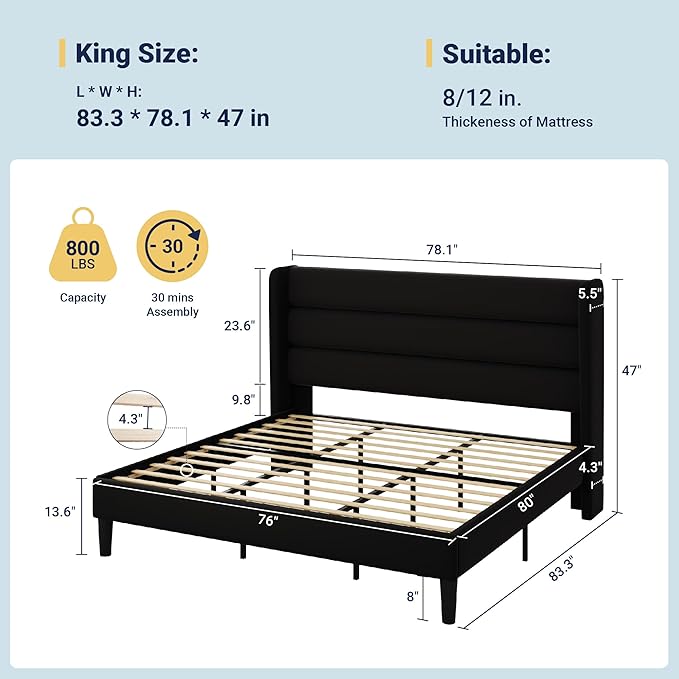 Allewie King Size Platform Bed Frame - Image 2