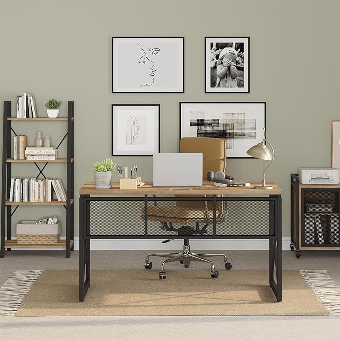 BON AUGURE Farmhouse Computer Desk, Modern Industrial Home Office Desks - Image 8