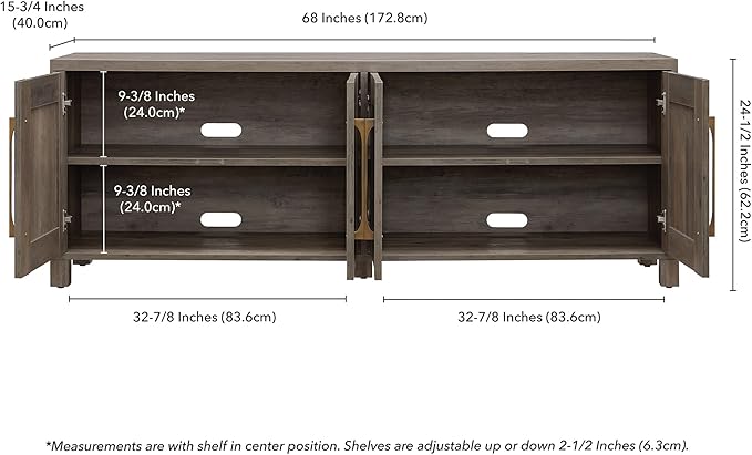 Henn&Hart Rectangular TV Stand for TV's up to 80" in Gray Oak, TV Stands for - Image 6