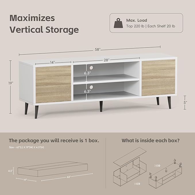 YESHOMY Modern TV Stand for 65" Television, Entertainment Center - Image 6