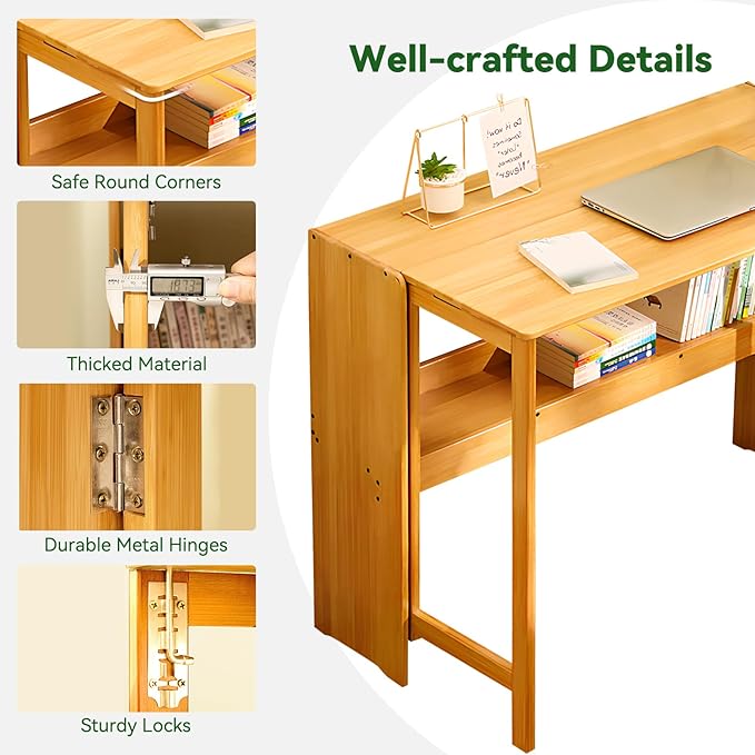 Bamboo Folding Desk Mid Century Modern Desk - Image 4