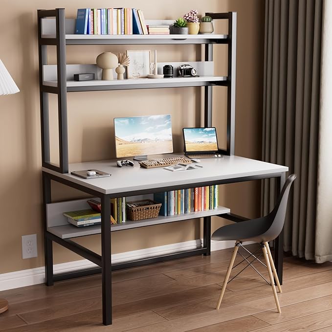 Aquzee Computer Desk with Shelves, Home Office Desk - Image 4