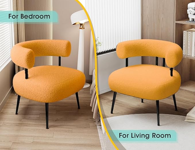 Modern Accent Chair, Round Upholstered Barrel Armchair - Image 2
