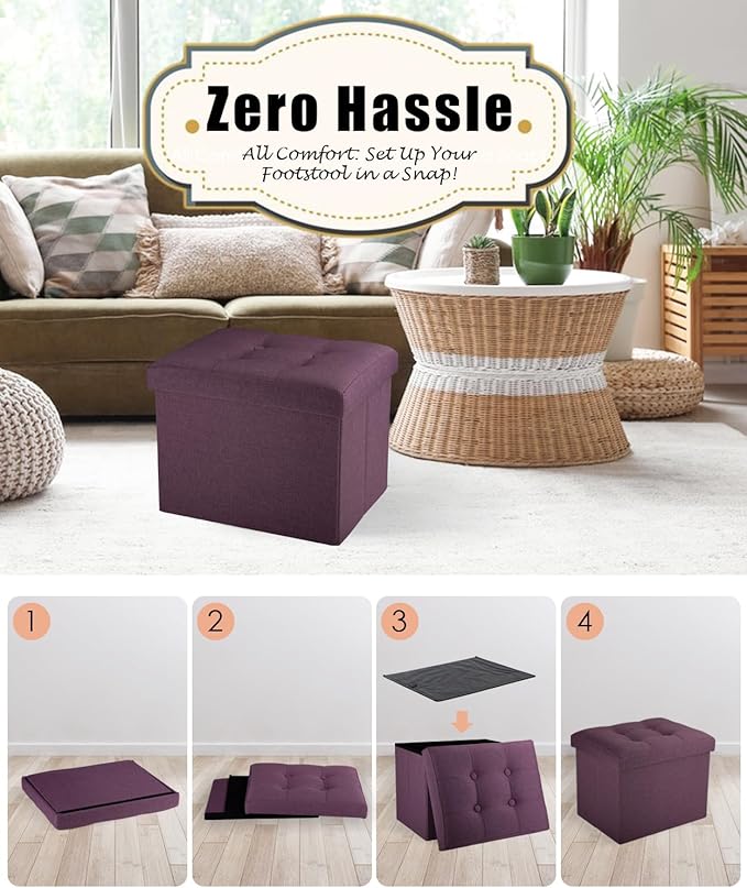 Ottoman Storage Ottoman Foot Rest Stool Foldable Bench - Image 5