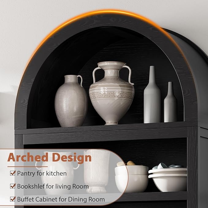 Arched Bookshelf Bookcase China Pantry Storage Cabinet - Image 6