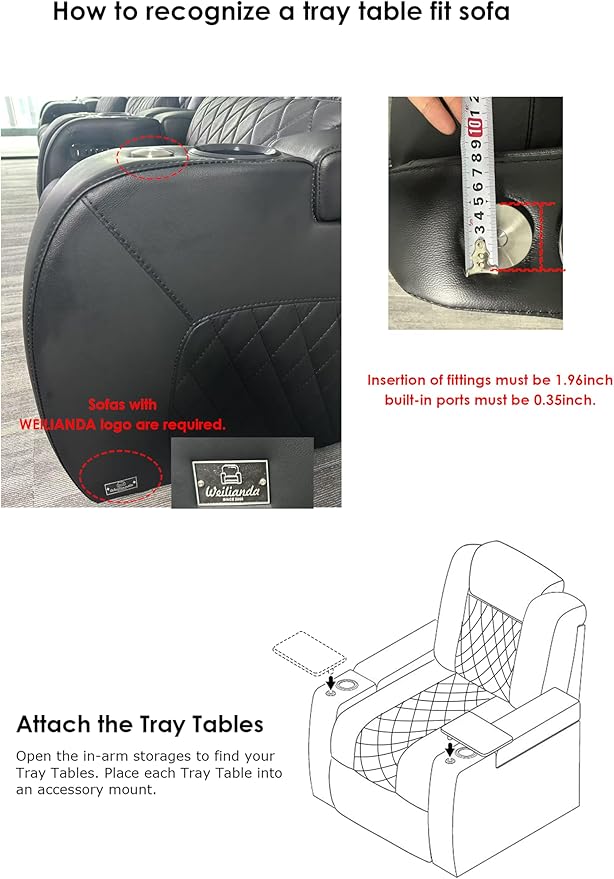 Home Theater Seating Series Swivel Tray Table Couch Carbon Fiber Pattern - Image 7