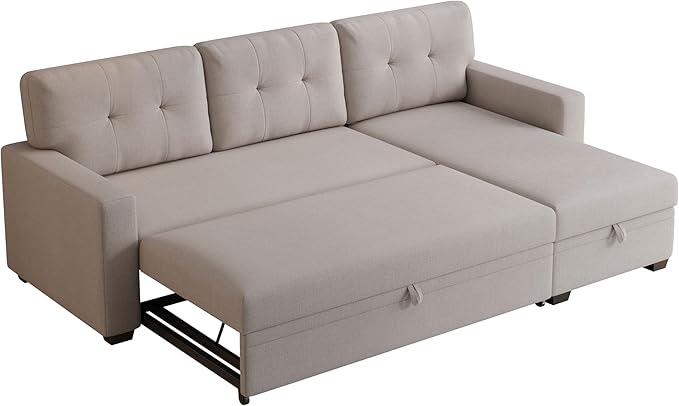Ball & Cast Convertible Sectional Sleeper Sofa Bed L Shaped 4 in 1 Pull Out - Image 9