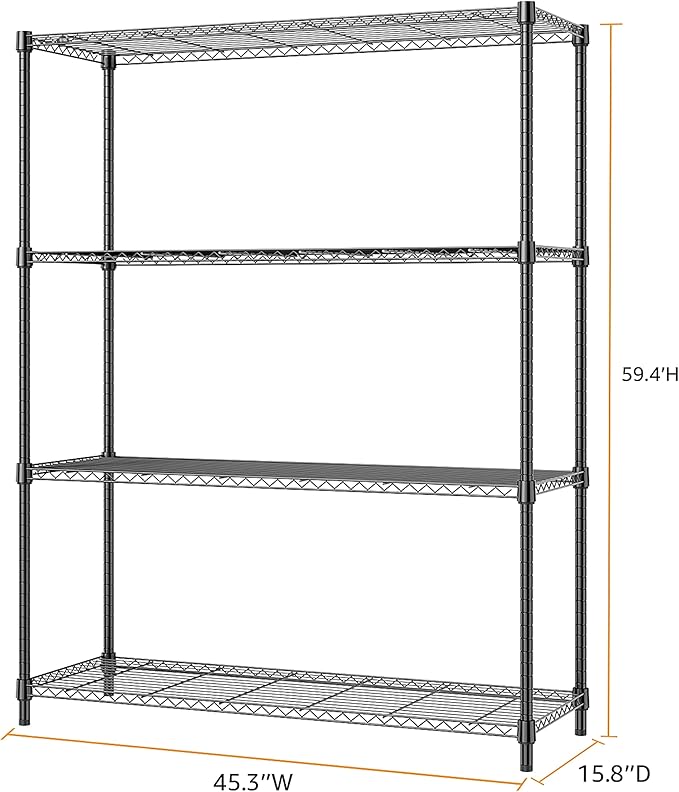 5-Shelf Storage Shelves, Wire Shelving Heavy Duty Metal Storage Shelving Unit - Image 3