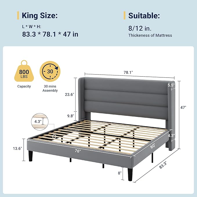 Allewie King Size Platform Bed Frame - Image 2