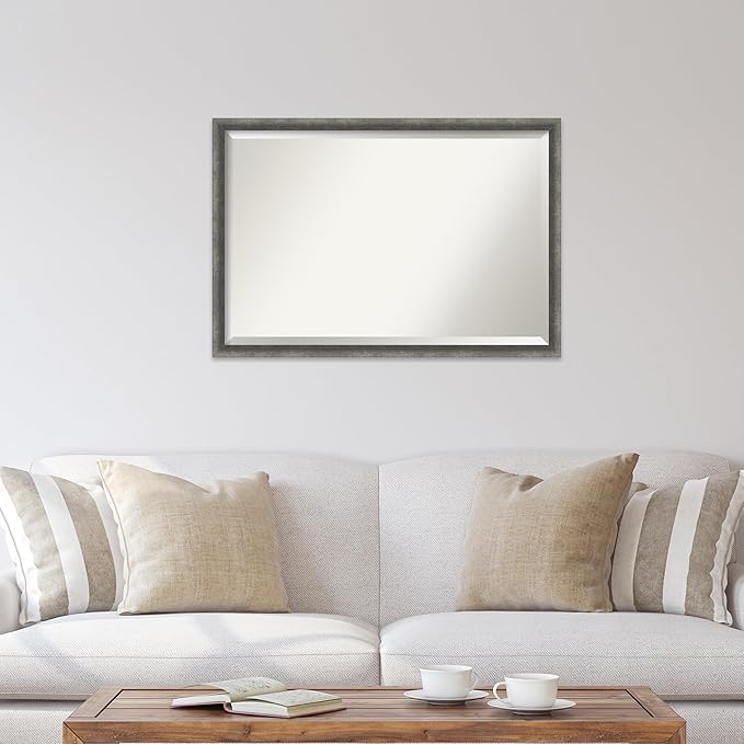 Amanti Art Grey Wall Mirror 26x38 Burnished Concrete Narrow Rectangle Bathroom - Image 5