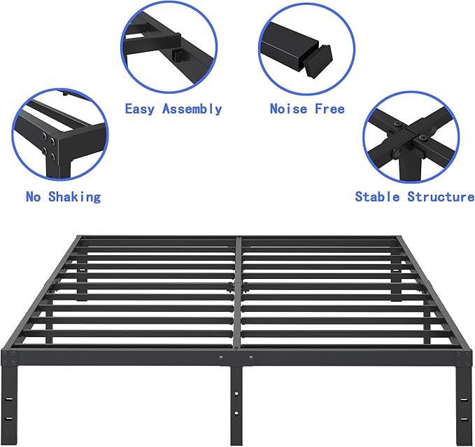 10 Inch King Size Bed Frame, Platform Metal Bed Frame King Heavy Duty Steel - Image 7