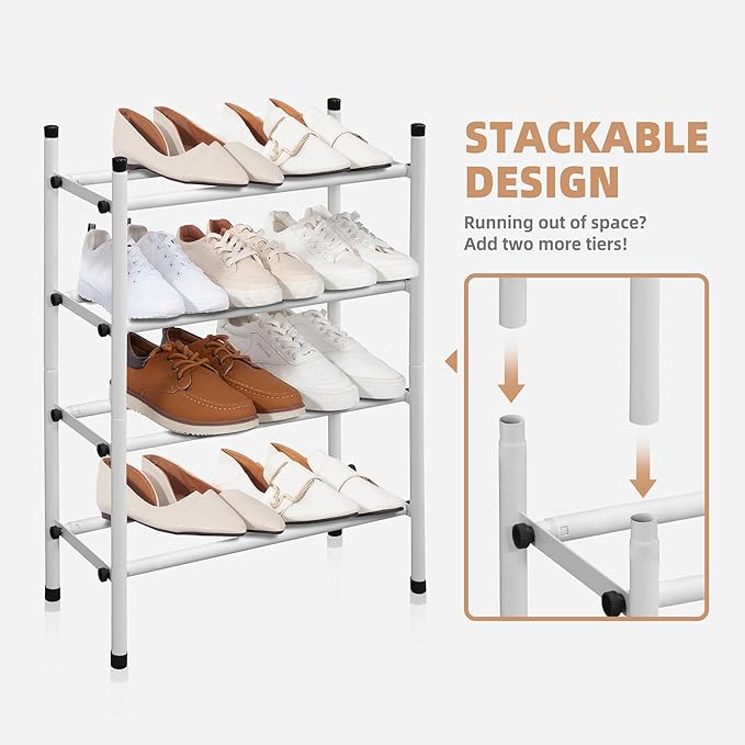STORAGE MANIAC Expandable Shoe Rack, 8 Pairs Stackable Small Shoe Rack - Image 5
