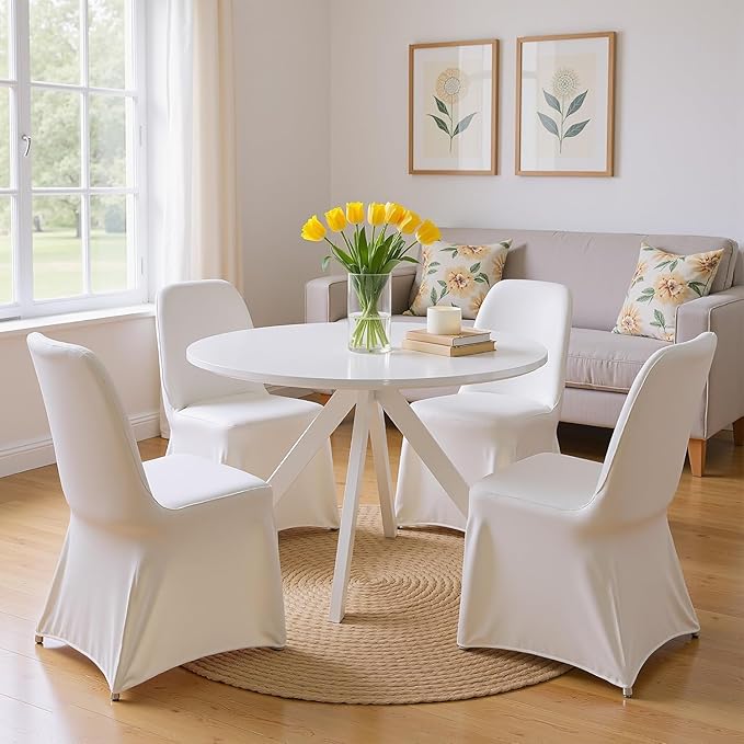 Round Dining Table for 4, 47 Inch Modern Dinner Table Small Round Dining Room - Image 4