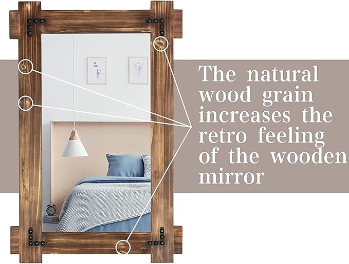 MeMoreCool Rustic Wood Mirror for Bathroom, Decorative Framed Farmhouse Vanity - Image 7