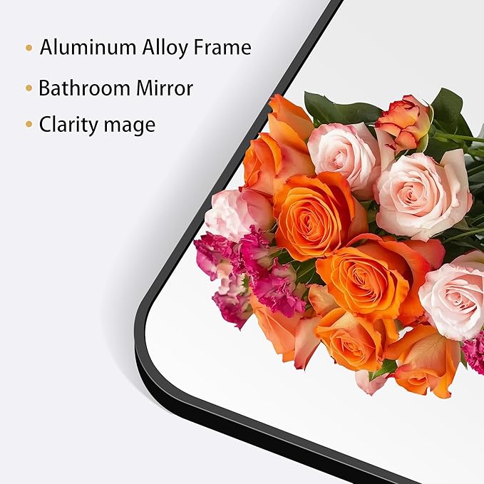 40" x 48"Bathroom Mirror, Matte Black Wall Mirror - Image 8