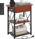 Narrow Side Table with Charging Station, End Table with 3 USB Ports and 2 AC by Livofloral