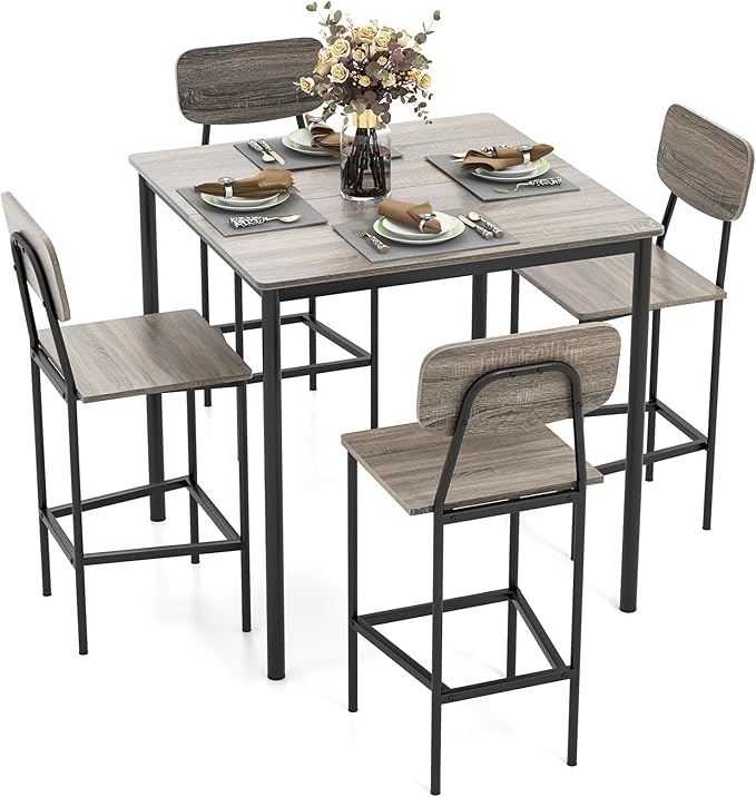 Tangkula Counter Height Dining Table Set, Bar Table and Chairs, Pub Table and - Image 8