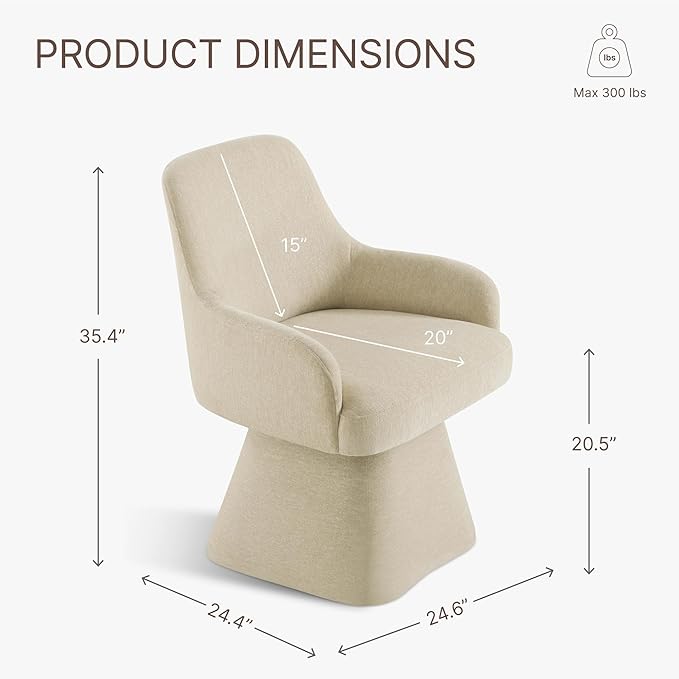 Swivel Dining Chair Set of 1, Mid Century Modern Chair Fabric Upholstered - Image 3