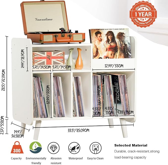 Record Player Stand, Large Record Player Table Cabinet - Image 3