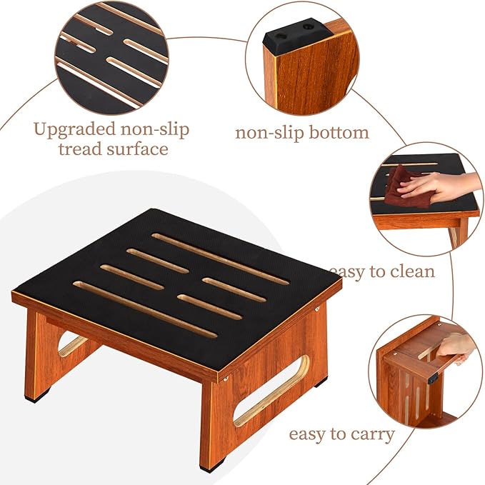 One Step Stool for Bed, Wooden Step Stool - Image 4