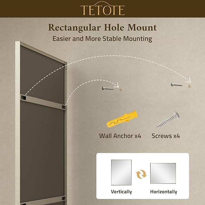 TETOTE Brushed Nickel Bathroom Vanity Mirror 55" x 36" Beveled Framed Bathroom - Image 9