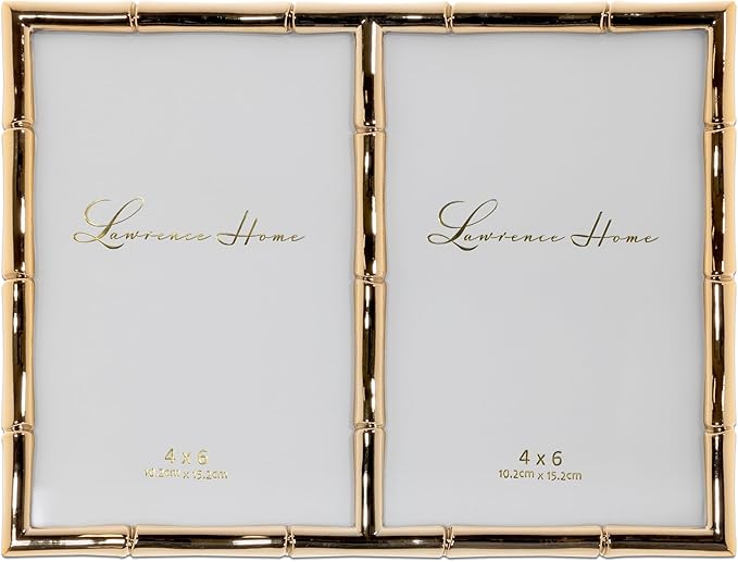 Lawrence Frames 4x6 Double Gold Metal Picture Frame by LawrenceFrames