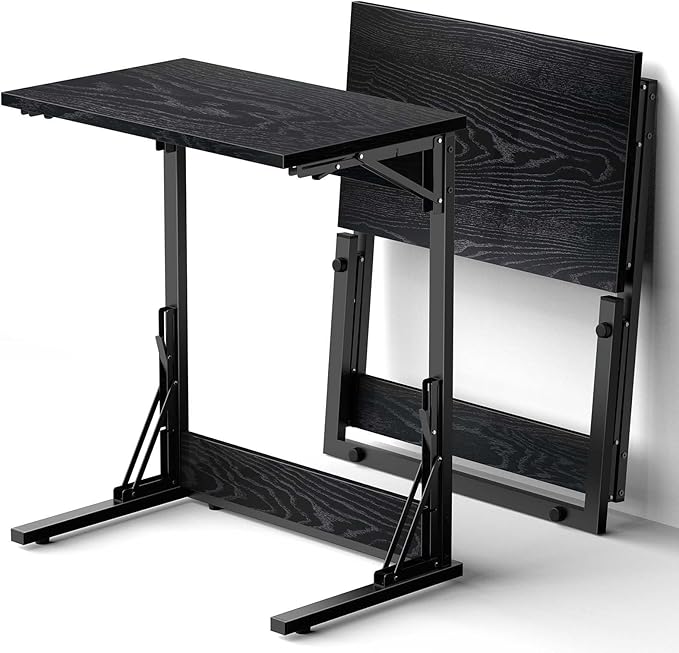 Tatub 24" Folding C Shaped End Table Set of 2, Small Sofa Side Laptop Desk by Tatub